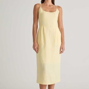 QUINCE 100% European Linen Scoop Neck Midi Dress S
